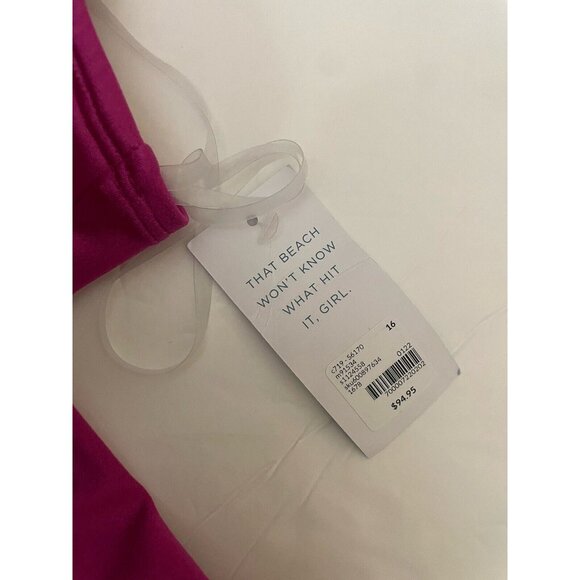 Swim By Cacique Size 16 Lightly Lined No Wire Pink High Neck One Piece Swim New - Picture 5 of 12